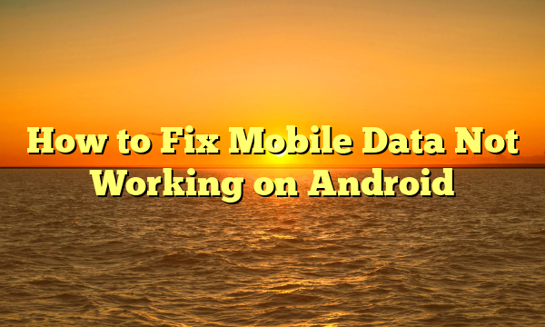 How to Fix Mobile Data Not Working on Android